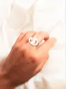 Anillo Iniciales Oval Horizontal Plata