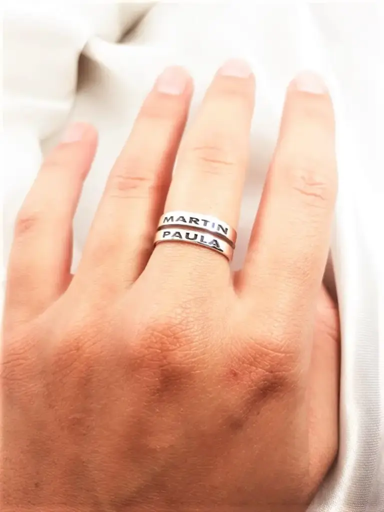 [ACFC.53] Anillo Cinta Familia Grabado Calado X 2