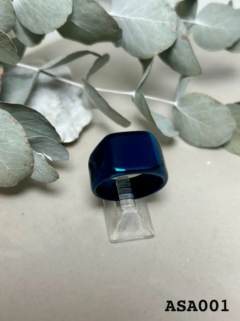 [ASA001] Anillo Rectangular Azul Acero