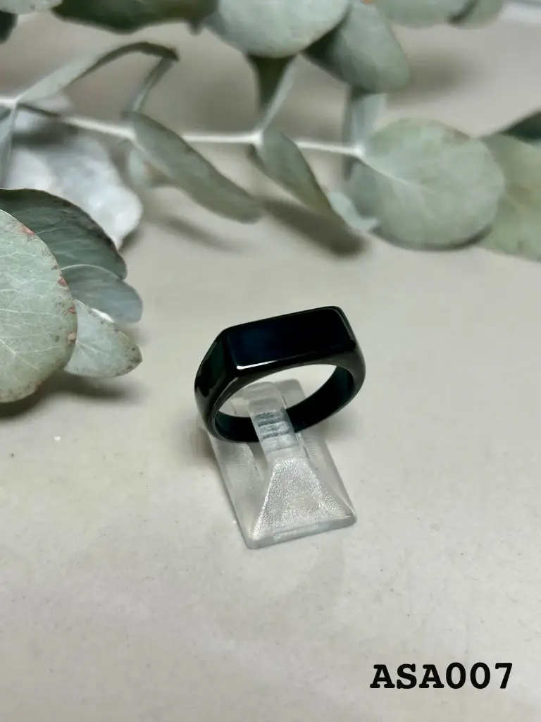 [ASA007] Anillo Acero negro liso o para grabar 