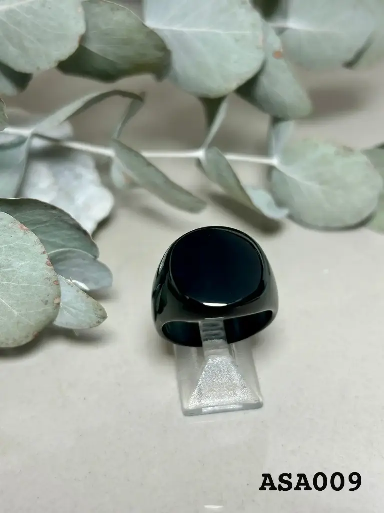 [ASA009] Anillo acero negro circular 