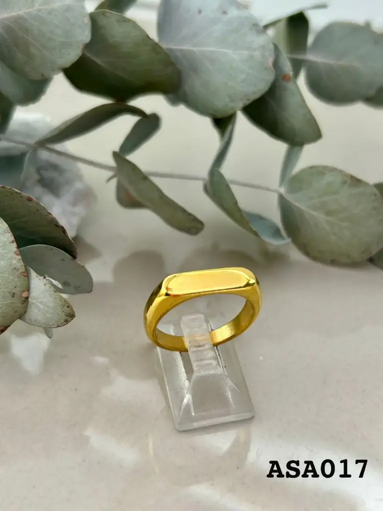 [ASA017] Anillo sello rectangular 5 mm acero dorado