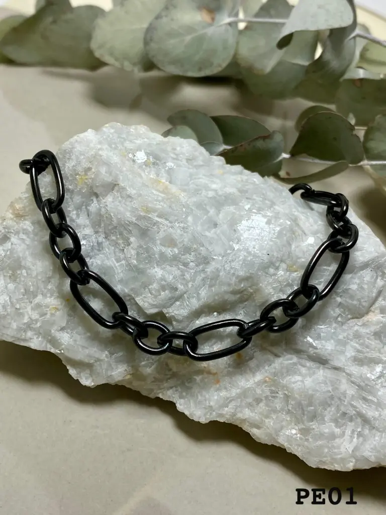 [PE01] Pulsera Acero Negro 3x1 ovalado