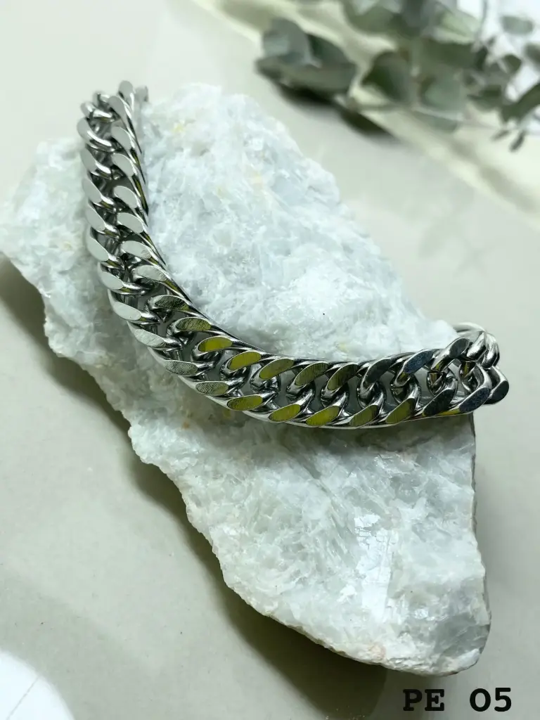 [PE05] Pulsera Groumet Acero Plateado