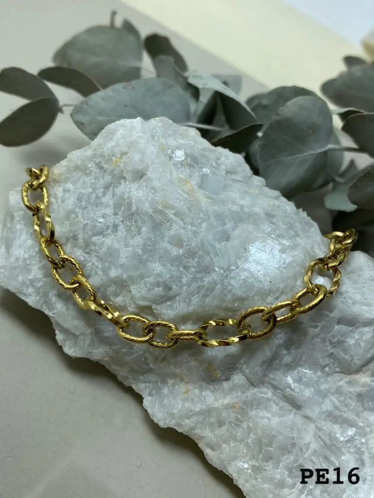 [PE16] Pulsera Acero 3x1 torzada dorada