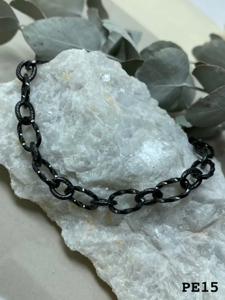 [PE15] Pulsera Acero 3x1 torzada negra