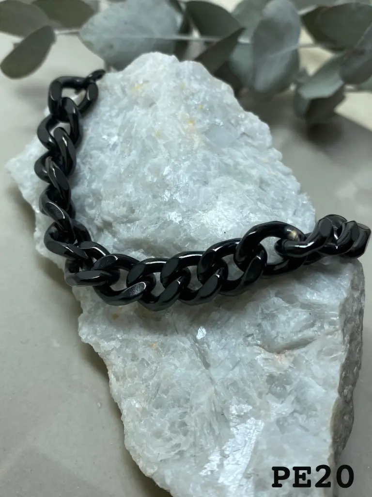 [PE20] Pulsera Acero Groumet ancha negra
